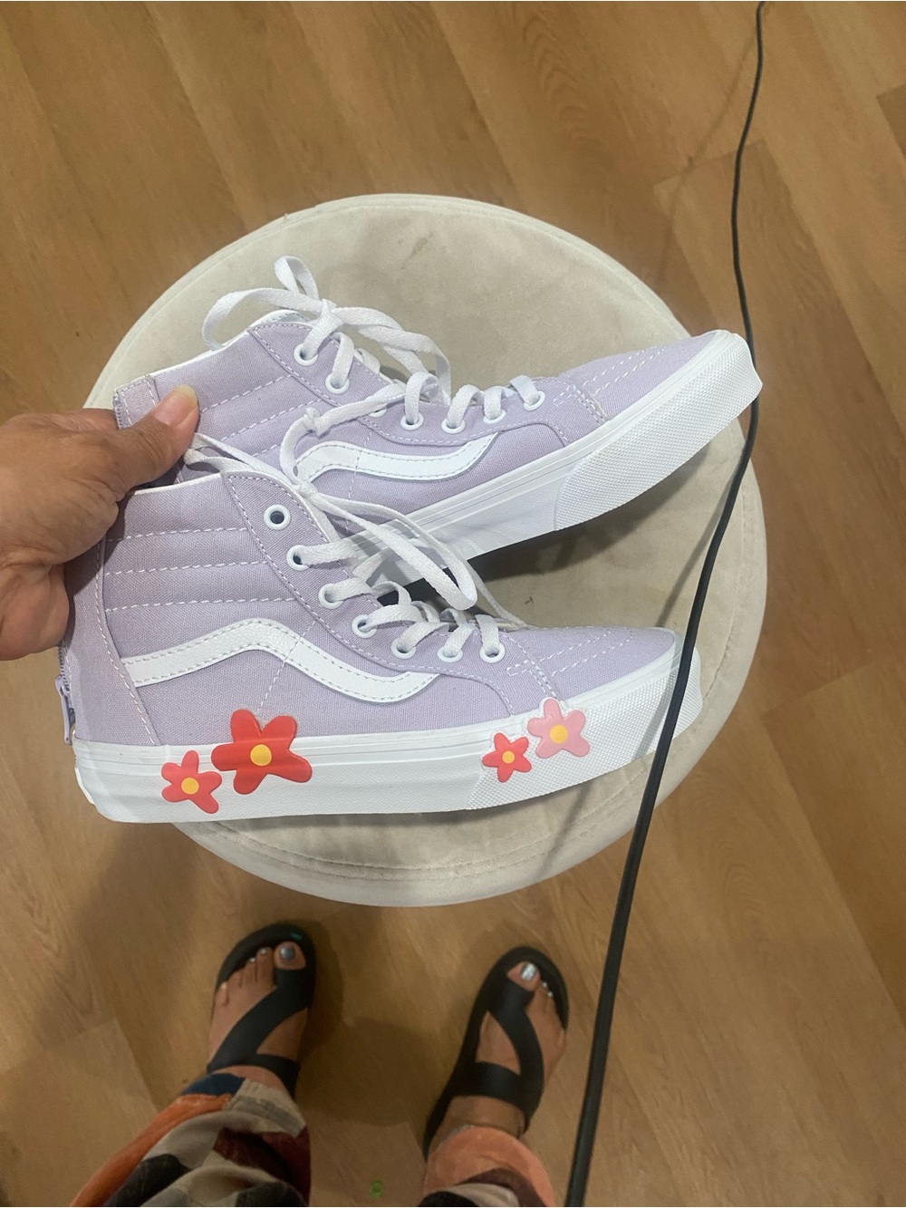 Girls Lavender High-Top Sneakers with White Stripe